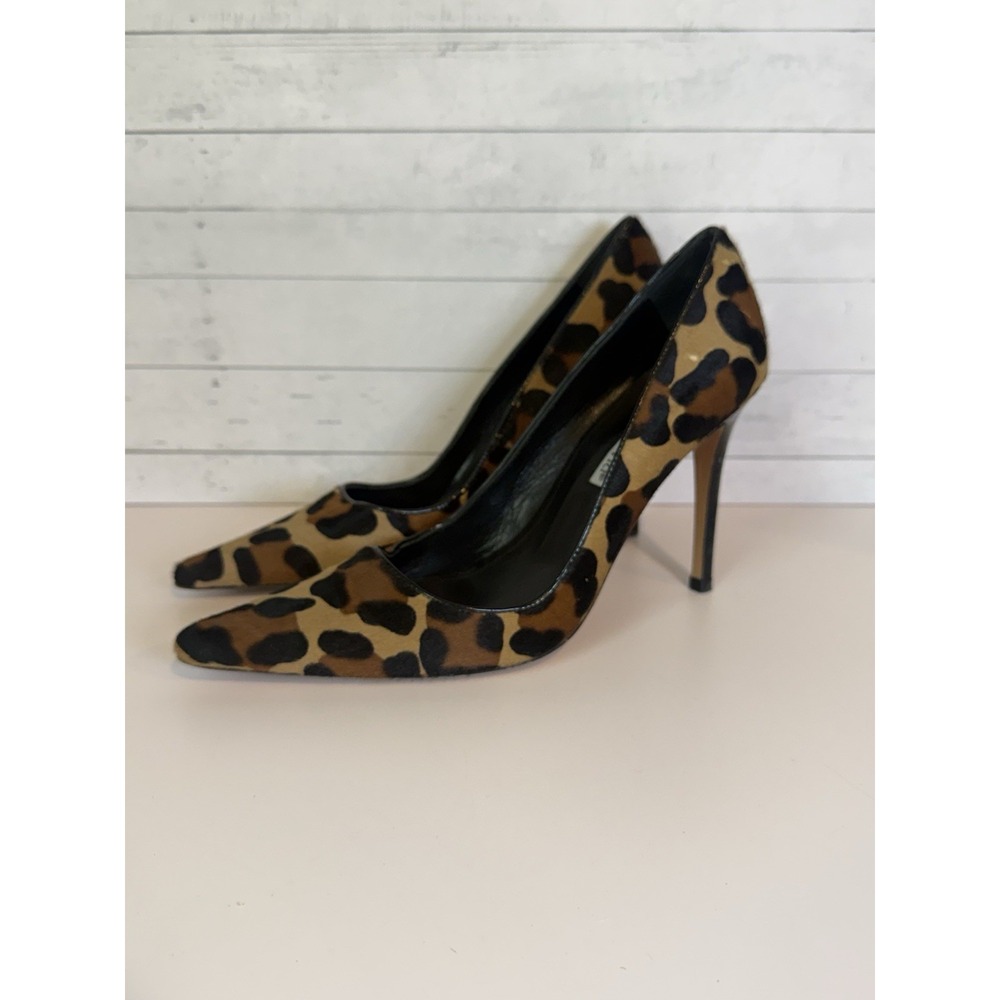 Charles David Leopard Calf Hair Pumps Women's 8B Pointed Toe Stiletto